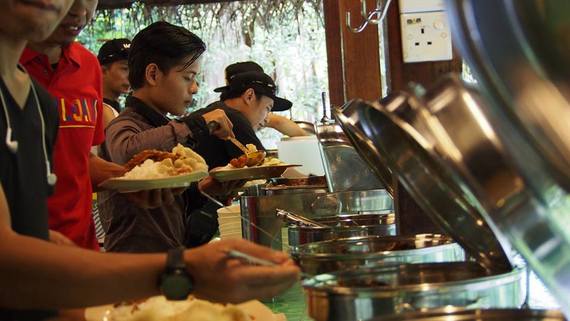 Guests serving food